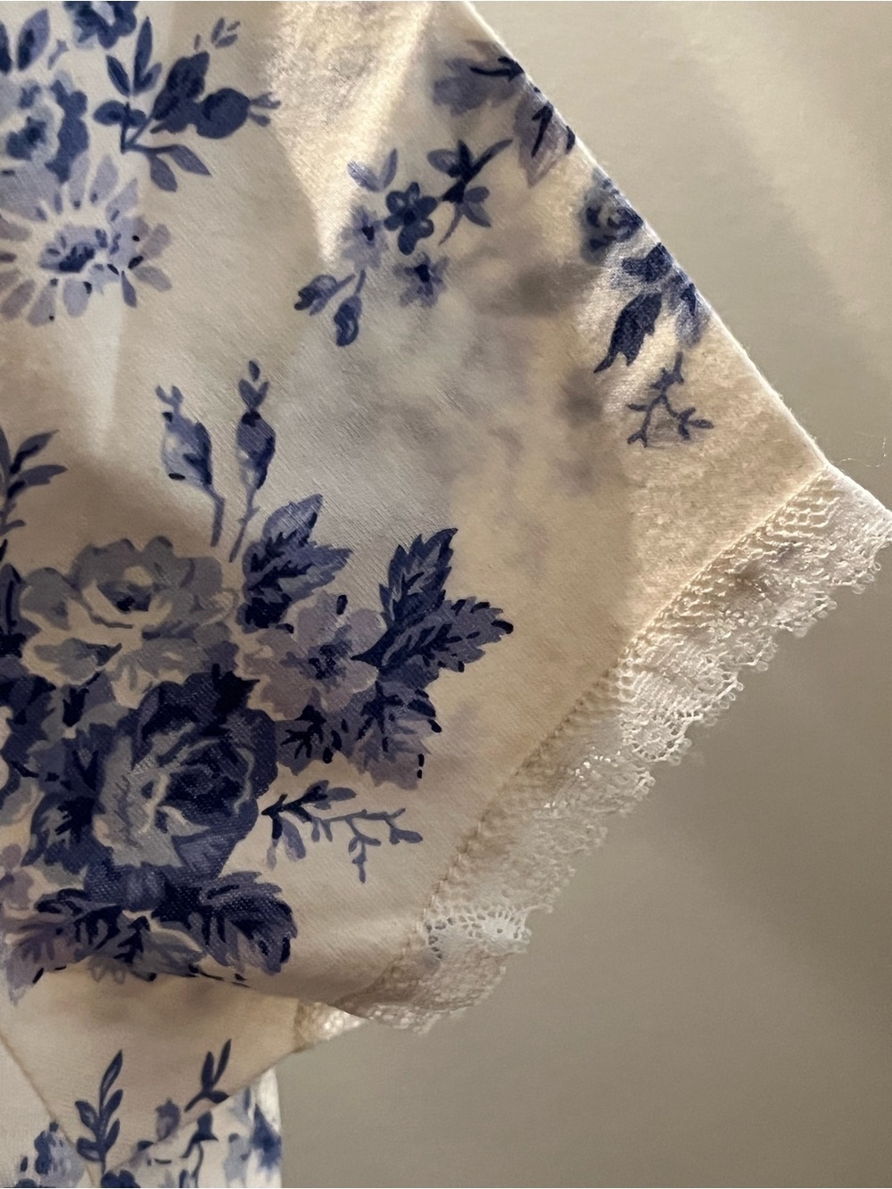 Women's Blue Floral Nightgown - Classic Comfort cotton short sleeve - Picture 9 of 11